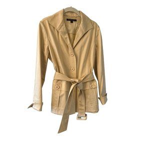 Lafayettte 148 Beige Belted Blazer Single Breasted Jacket Collared Pockets Size